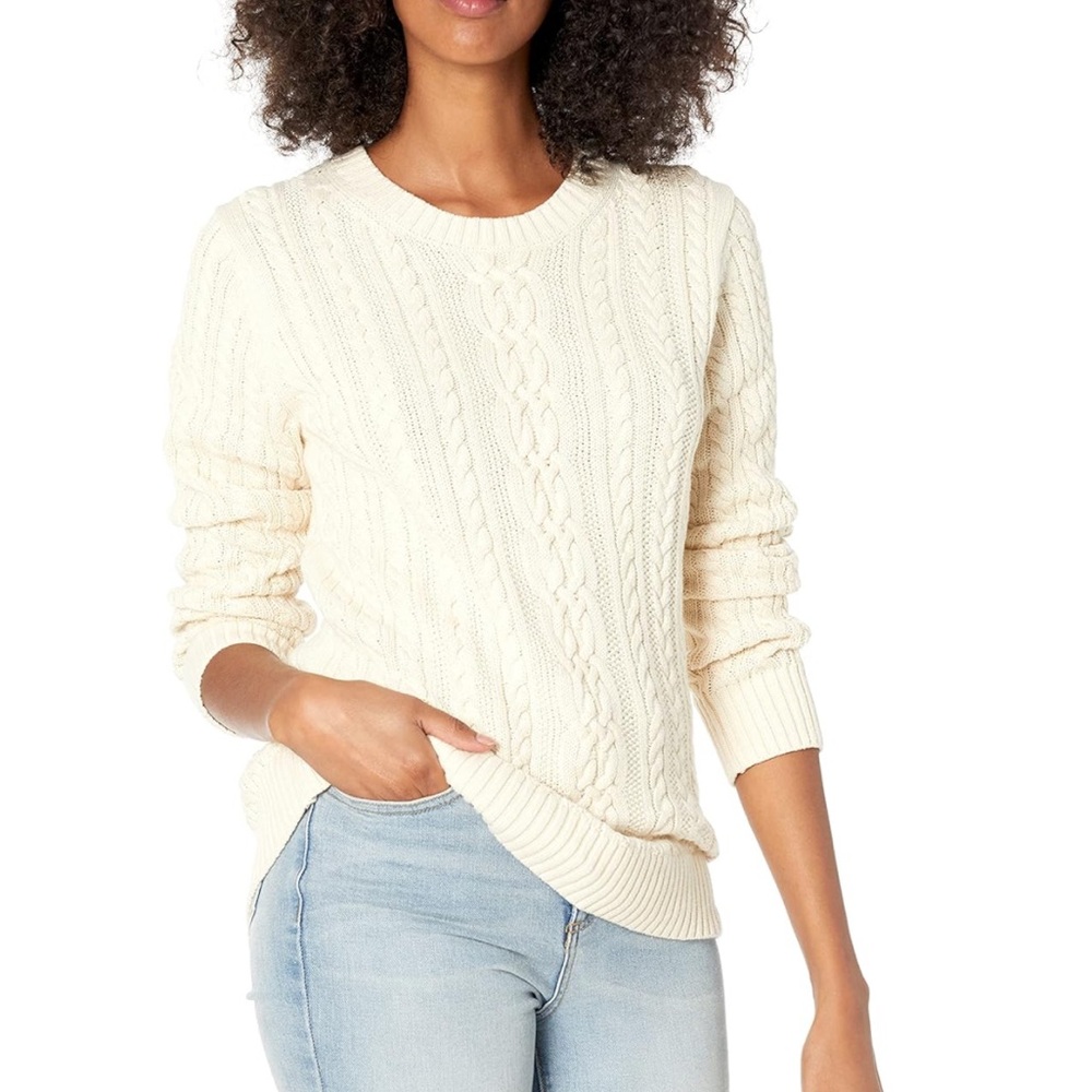 Amazon Essentials Cream Fisherman Cable Crewneck Sweater NWT Size 3X